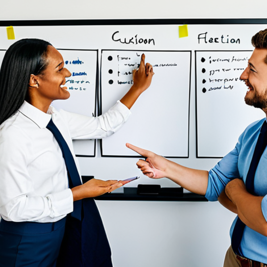 **Prompt:** "A diverse team brainstorming in a modern office with whiteboard covered in customer feedback notes, fully clothed, appropriate attire, collaborative environment, safe for work, perfect anatomy, natural proportions, professional setting, high quality, well-formed hands, proper finger count, family-friendly."