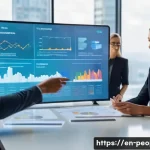 마크 저커버그 페이스북 마케팅 전략 - A diverse team of marketing professionals, dressed in smart business casual attire, are gathered aro...