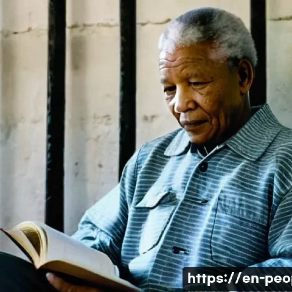 넬슨 만델라 남아프리카 공화국 - The Quiet Resolve of Robben Island**

"A realistic, cinematic photograph of Nelson Mandela in his 40...